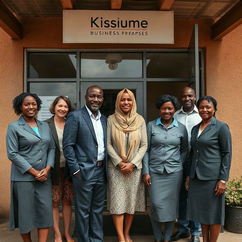 The Echogbeta team outside their Kisumu business premises