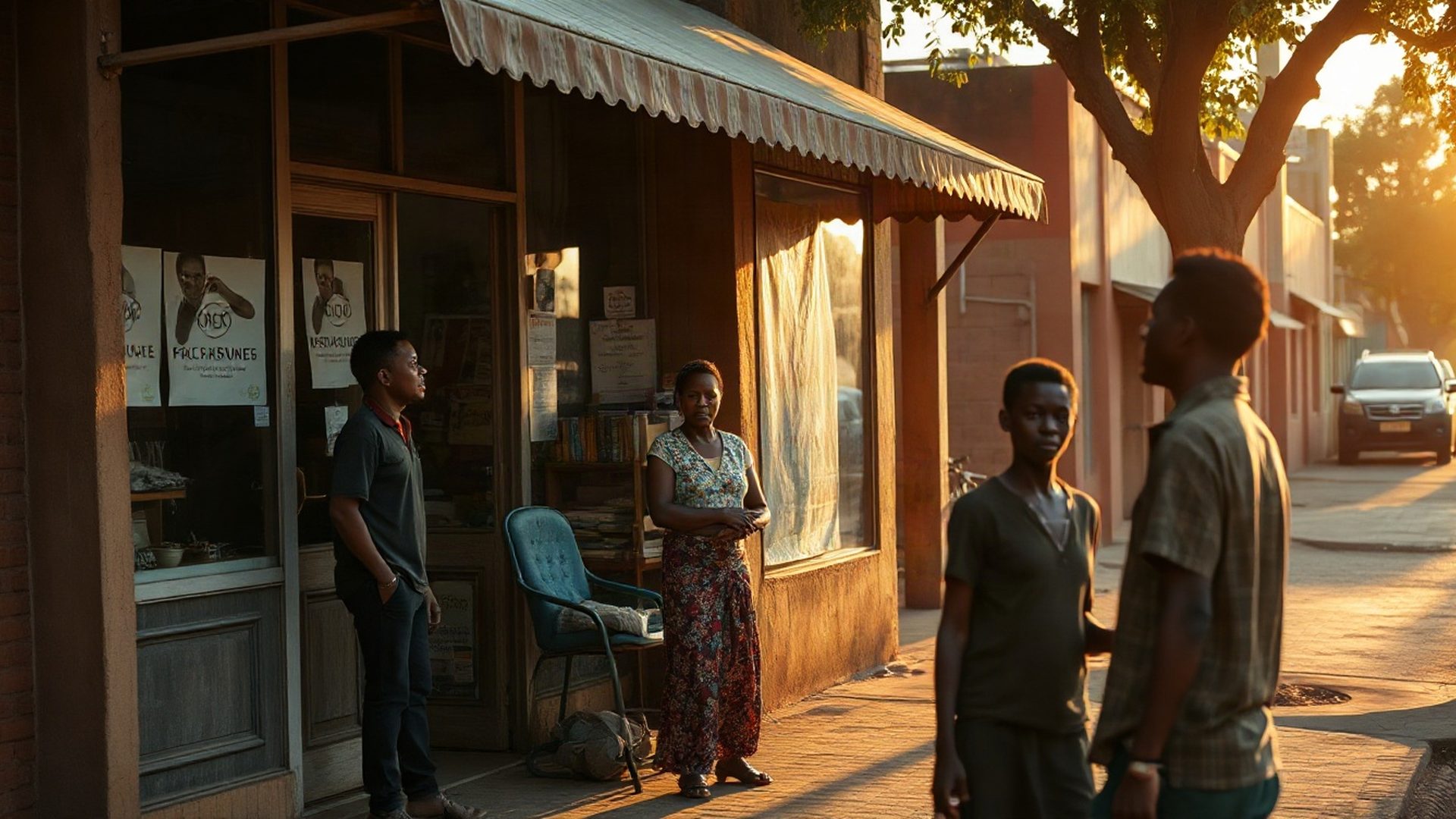 A Kisumu street scene in warm morning light